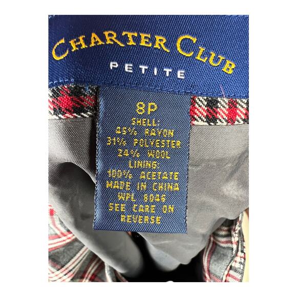 Charter Club Petites Womens Plaid Wrap Skirt Wool rayon sz 8 P - Picture 2 of 6